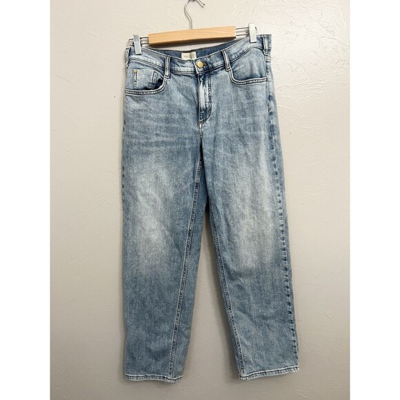 Pilcro Jeans Womens 27 Blue Denim Mid Rise Utility Straight Anthropologie $199 - Picture 1 of 7